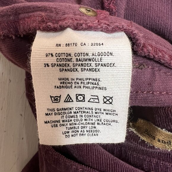 Pilcro Corduroy Pants 27 Burgundy Skinny Straight Anthropologie Fall Essential - Picture 8 of 12